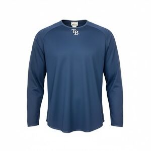 VTG Tampa Bay Rays Pullover Mens L Blue MLB Baseball Therma Base Majestic